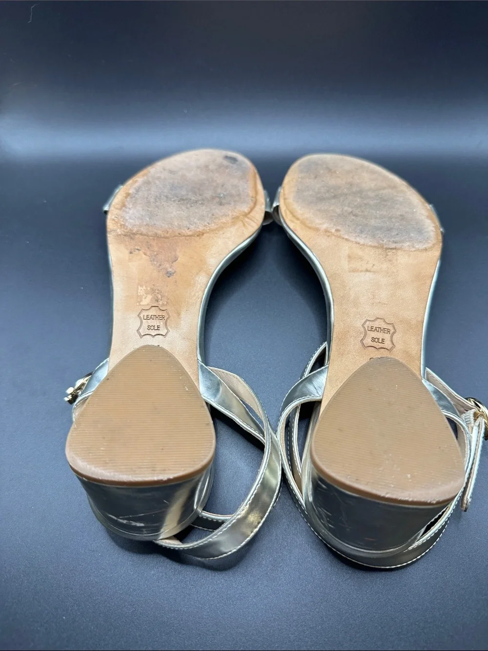 Tory Burch Metallic Silver Ankle-Strap Flat Sandals